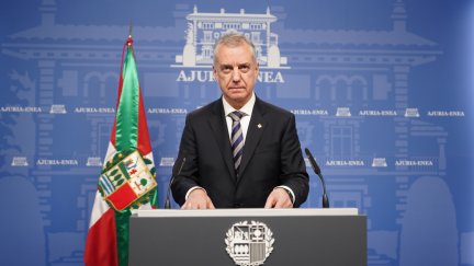 El lehendakari, Iñigo Urkullu, en su comparecencia de este jueves. (Iñaki Berasaluce / Europa Press)