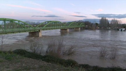 La punta de la crecida del río Ebro pasando por Gallur.