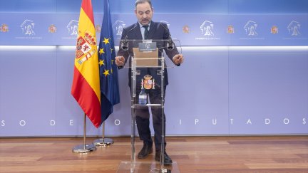 José Luis Ábalos durante su comparecencia en el Congreso en la que anunció que seguiría en el Grupo Mixto del Congreso. Europa Press. / Eduardo Parra