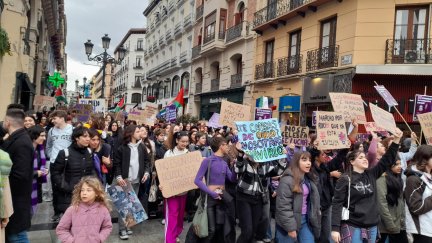 Manifestación de estudiantes por el 8M en Zaragoza.