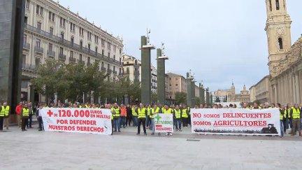 Los manifestantes se han concentrado en la plaza del Pilar.