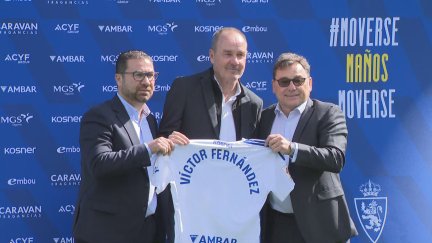 Víctor Fernández, durante su presentación como entrenador del Real Zaragoza