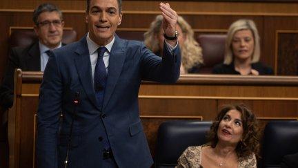 Pedro Sánchez durante su intervención en el Congreso en la sesión de control. / Europa Press