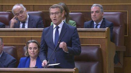 Alberto Núñez Feijóo durante la sesión de control al Gobierno.