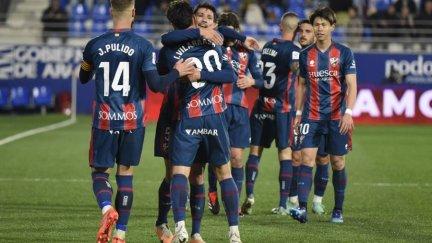 La SD Huesca celebra uno de sus goles contra el Andorra. Foto: LaLiga