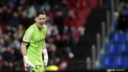 Edgar Badia, en un partido con el Real Zaragoza. Foto: LaLiga