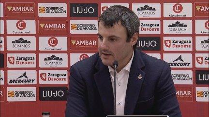 Carlos Cantero, en la rueda de prensa postpartido. Foto: Aragón Deporte
