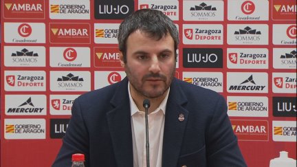 Carlos Cantero compareciendo en rueda de prensa tras el partido.