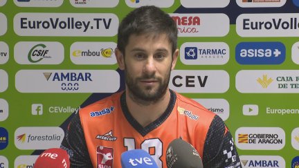 Aharón Gámiz, en la rueda de prensa de despedida. Foto: Aragón Deporte