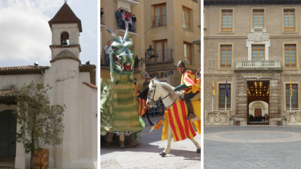 Ermita en honor a San Jorge, en Huesca; el Vencimiento del Dragón en Alcañiz, y el edificio Pignatelli.