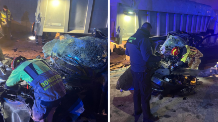 Los bomberos han excarcelado a dos de los ocupantes del turismo. / Diputación de Teruel
