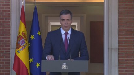 Pedro Sánchez durante su comparecencia.