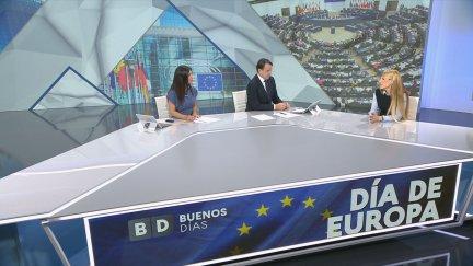 Paula Cisneros en el plató de Buenos Días de Aragón TV este jueves.