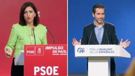 La portavoz de la ejecutiva federal del PSOE, Esther Peña, y el portavoz del PP Borja Sémper. / EFE