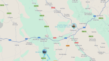 El siniestro se ha producido a las 2:35 de la madrugada en el kilómetro 222,5 de la A-2, en el término municipal de Ateca. / Google Maps