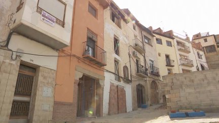 Las dos viviendas declaradas en estado de ruina en Alcañiz (Teruel).