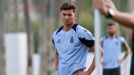 Gori Gracia, en un entrenamiento con el Espanyol.