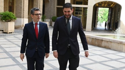 Nolasco y Bolaños, a su llegada al Pignatelli./ Europa Press