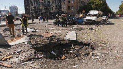 Lugar del impacto de un misil en Jarkov. / Aragón TV