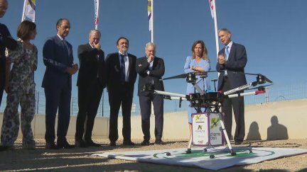 El nuevo almacén de Novaltia contará también con un vertipuerto. / Aragón TV