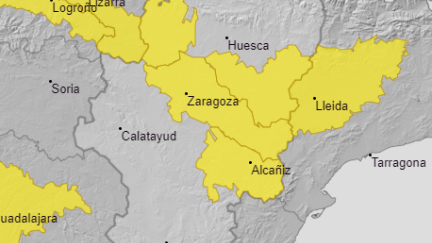La Aemet ha activado la alerta amarilla en la zona centro de Aragón para este jueves por altas temperaturas. / Aemet