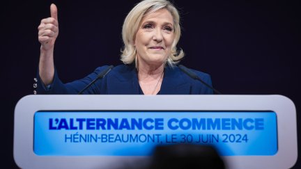 Marine Le Pen tras conocer los resultados de la primera vuelta. / @MLP_officiel (EFE)