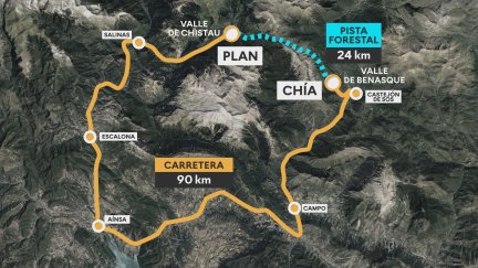 Mapa con la nueva vía que se abrirá al tráfico en 2027. / Aragón TV