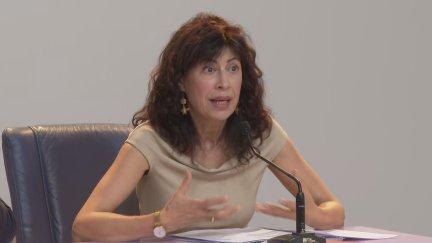 La Ministra de Igualdad, Ana Redondo, en rueda de prensa. / Aragón TV