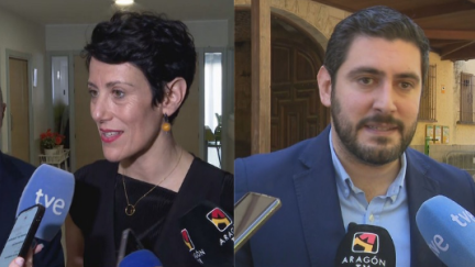 Elma Saiz y Alejandro Nolasco, este jueves. / Aragón TV