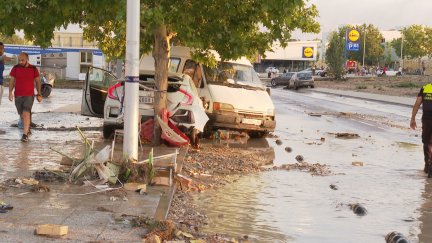 La tormenta descargó 54 litros en apenas una hora. / Aragón TV