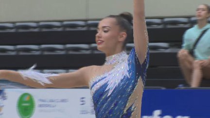 Inés Bergua durante su ejercicio de este sábado en Zaragoza.