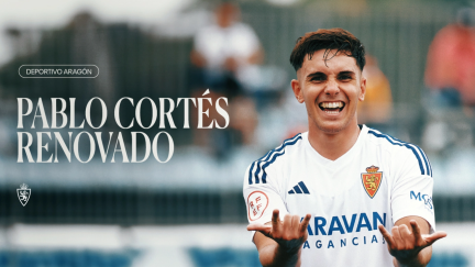 Pablo Cortés renueva con el Real Zaragoza. Foto: X del Real Zaragoza.