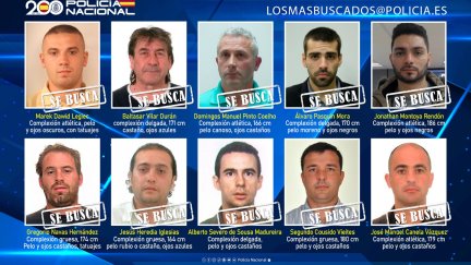 Retratos de los fugitivos más buscados en España. / Policía Nacional