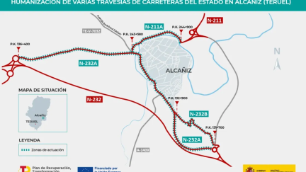 Plano de las obras para humanizar la travesía de la N-232A en Alcañiz. / Ministerio de Transportes