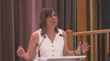 La portavoz del PSOE en el Ayuntamiento de Zaragoza, Lola Ranera. / Aragón TV