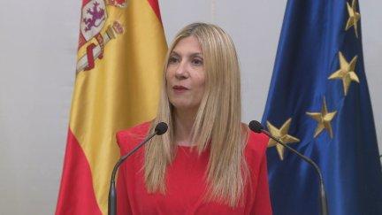 Mar Vaquero en su comparecencia ante los medios tras el anuncio de Vox. / Aragón TV