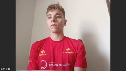 Izan Edo hablando con Aragón Deporte