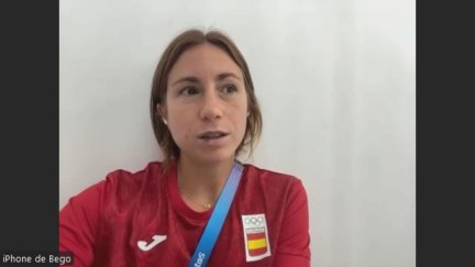 Begoña García, durante la entrevista con Aragón Deporte