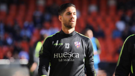 Roberto Santamaría durante su etapa en la SD Huesca. Foto: X de la UD Barbastro.