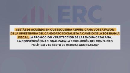 Pregunta sobre la que la militancia de ERC tiene que votar. / Aragón TV