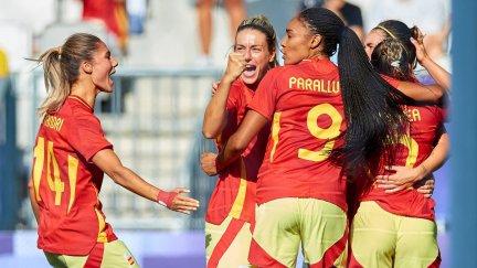 Paralluelo celebra un gol de España en esta olimpiadas.