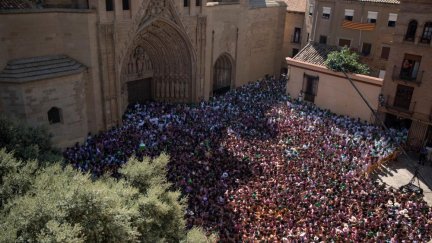 Lanzamiento del cohete anunciador de las Fiestas de San Lorenzo 2023. / Europa Press