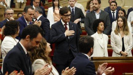 Salvador Illa, nuevo presidente de la Generalitat de Cataluña, en el pleno de este jueves. / Europa Press