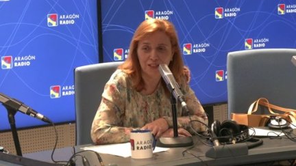 Nuria Gayán, en una imagen de archivo de una entrevista en Aragón Radio. / Aragón TV