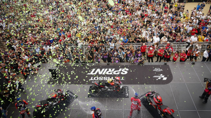 Podio de la Sprint Race de MotoGP en MotorLand Aragón