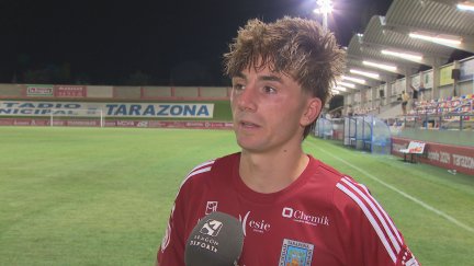 Manu Rico hablando con Aragón Deporte tras el partido