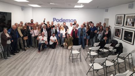 Acto de precampaña a las europeas en la sede de Podemos Aragón./ Europa Press