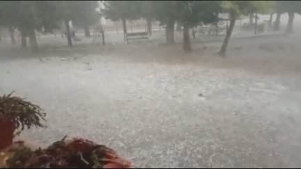 Lluvias en la localidad de Plenas (Zaragoza)./ Aragón TV