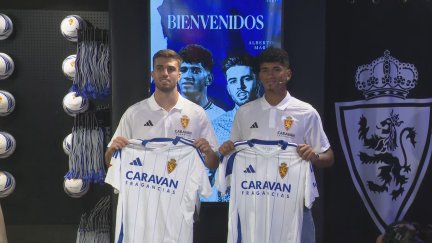 Alberto Marí y Adu Ares con sus nuevos colores. Foto: Aragón Deporte
