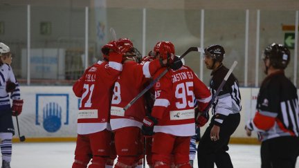 El Club Hielo Jaca, durante un partido de la pasada temporada